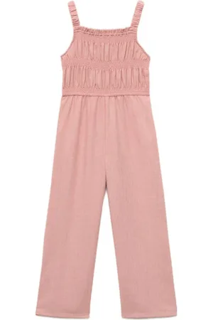 MANGO Jumpsuit lichtroze Meisjes Polyester Vierkante hals Effen
