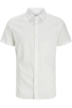 JACK & JONES JUNIOR overhemd wit Jongens Katoen Klassieke kraag Effen