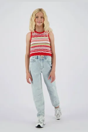 Vingino Mouwloze top rood Meisjes Katoen Ronde hals Streep