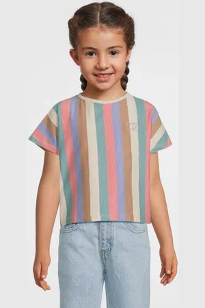 Your Wishes Cropped top groen Meisjes Stretchkatoen Ronde hals Streep