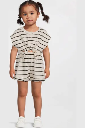 Your Wishes Jumpsuit ecru Meisjes Katoen Ronde hals Streep