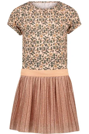 Like Flo Midi jurk oranje Meisjes Viscose Ronde hals Bloemen