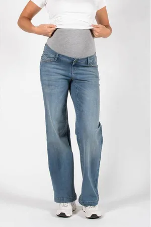 Love2wait Zwangerschapsjeans Julia Blauw Dames Denim Effen