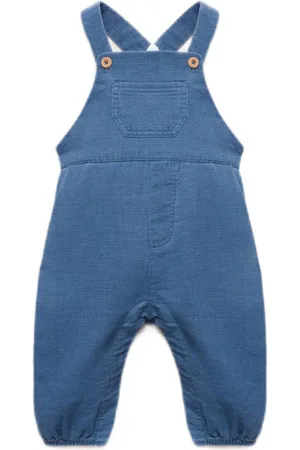 MANGO Tuinbroek blauw Meisjes Katoen Vierkante hals Effen