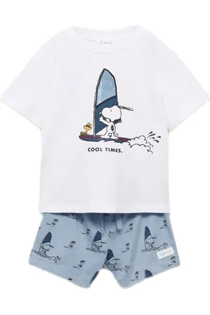 MANGO Snoopy shortama Jongens Katoen Ronde hals Printopdruk