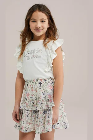 WE Fashion Mouwloze top Meisjes Katoen Ronde hals Tekst
