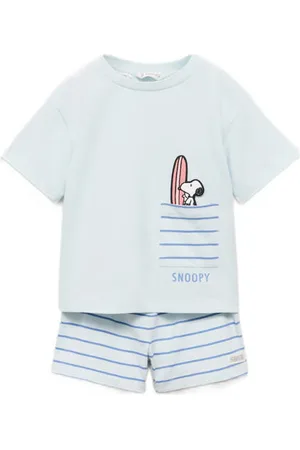 MANGO Snoopy shortama Jongens Katoen Ronde hals Streep