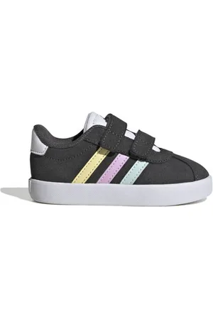 adidas Sportswear VL Court 3.0 sneakers zwart/wit/geel/turquosie Jongens/Meisjes Suede