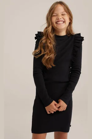 WE Fashion Jurk Meisjes Stretchkatoen Ronde hals Effen