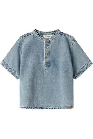 Lil Atelier MINI overhemd Blauw Effen