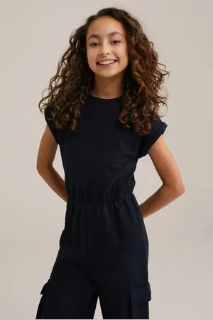 WE Fashion Straight jumpsuit Meisjes Katoen Ronde hals Effen