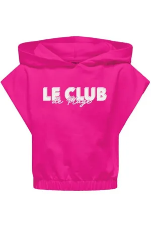 ONLY KIDS GIRL hoodie felroze Sweater Paars Effen