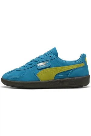 PUMA Palermo sneakers turquoise/limtegroen Blauw Jongens/Meisjes Leer Meerkleurig