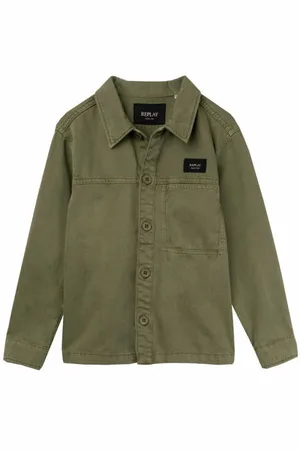 Replay Longsleeve groen Jongens Katoen Klassieke kraag Effen