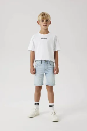 NAME IT KIDS slim denim short Blauw Jongens Stretchdenim Effen