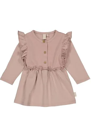 LEVV Newborn korte jurk roze Meisjes Stretchkatoen Ronde hals Effen