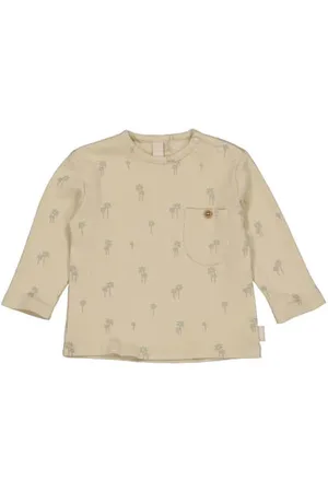 LEVV Newborn longsleeve beige Jongens Stretchkatoen Ronde hals All over print