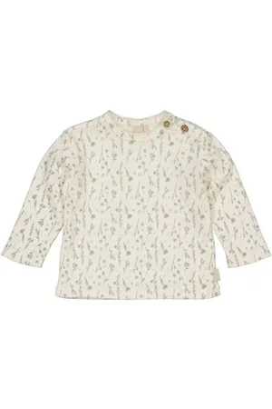 LEVV Newborn longsleeve ecru Meisjes Stretchkatoen Ronde hals Bloemen