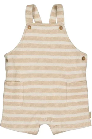 Quapi Newborn regular tuinbroek beige Jongens Katoen Vierkante hals Streep