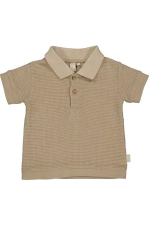 LEVV Newborn polo bruin gebreid Jongens Katoen Polokraag Effen