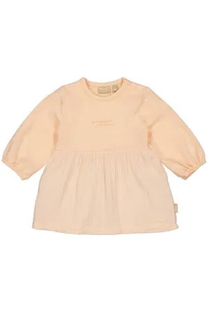 Quapi Newborn midi jurk oranje Meisjes Stretchkatoen Ronde hals Effen