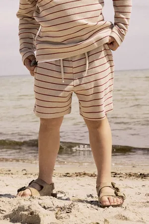 NAME IT MINI casual short beige Korte broek Jongens Stretchkatoen Streep