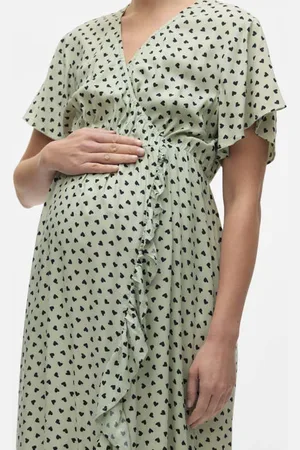 Mama;licious Zwangerschapsjurk MLSOPHIE met ruches lichtgroen/blauw Dames Viscose V