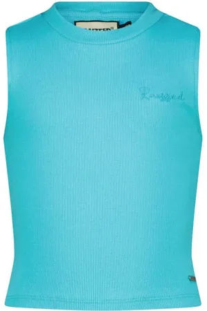 Raizzed Mouwloze top blauw Meisjes Stretchkatoen Ronde hals Effen
