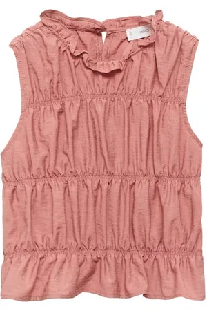 MANGO Mouwloze top Meisjes Viscose Ronde hals Effen