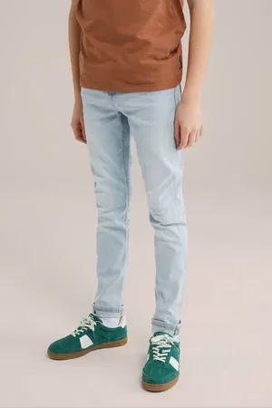 WE Fashion Blue Ridge waist slim fit jeans Blauw Jongens Stretchdenim
