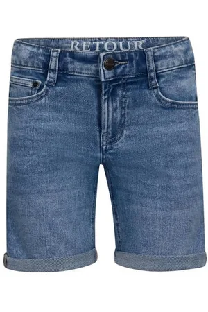 Retour Straight denim short light blue denim Korte broek Blauw Effen