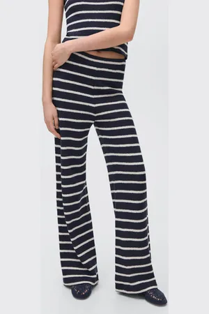 MANGO Casual broek donkerblauw Meisjes Katoen Streep