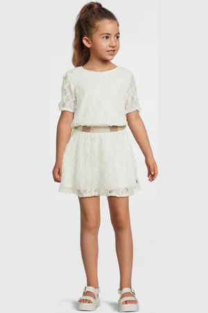 Like Flo Korte jurk wit Meisjes Polyester Ronde hals Effen