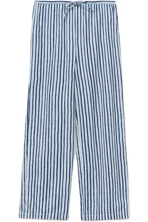 MANGO Casual broek blauw Meisjes Katoen Streep