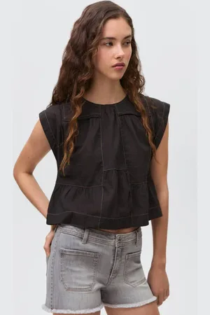 MANGO Denim short grey denim Grijs Meisjes Stretchdenim Effen