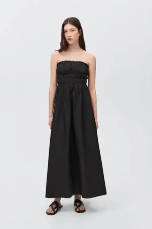 MANGO Maxi jurk Meisjes Katoen Strapless Effen