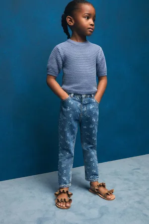 MANGO Jeans Blauw Meisjes Katoen All over print