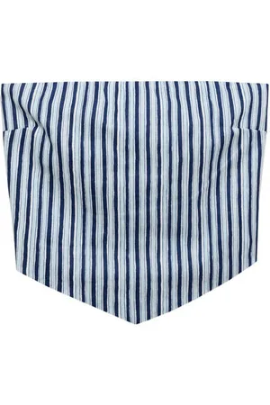 MANGO Strapless top blauw Streep