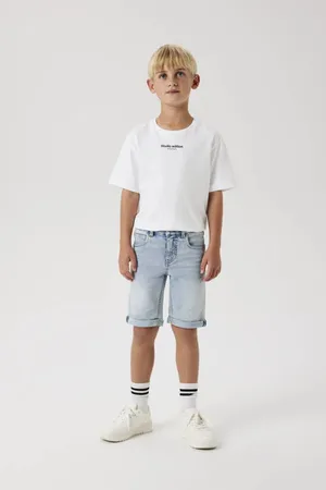 NAME IT KIDS slim denim short Blauw Jongens Stretchdenim Effen