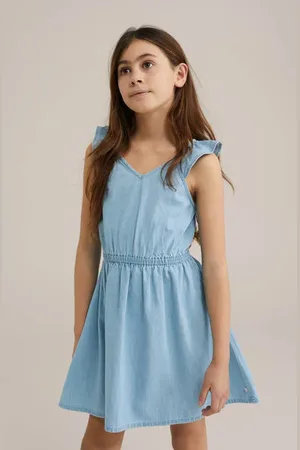 WE Fashion Korte jurk Blauw Effen