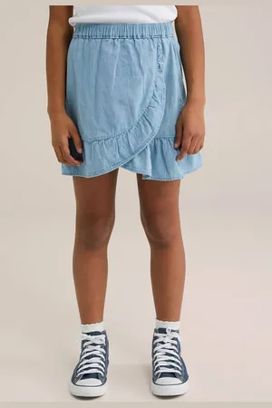 WE Fashion Spijkerrok Blauw Effen