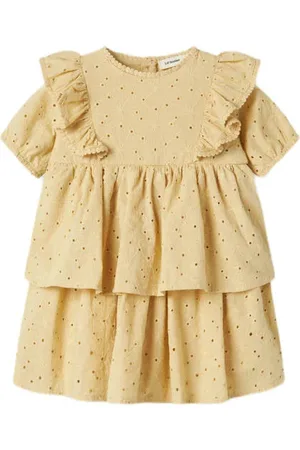Lil Atelier MINI korte jurk broderie Meisjes Katoen Ronde hals Effen