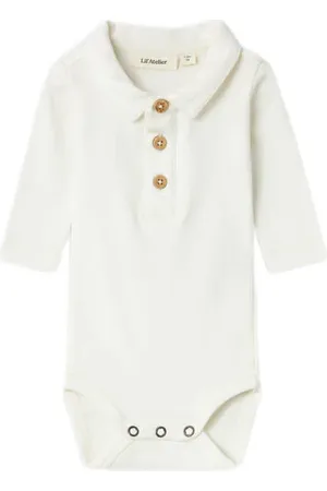 Lil Atelier BABY romper NBMFUNDO Ecru Jongens Katoen Polokraag