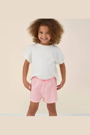 Little Label Shortama Meisjes Stretchkatoen Ronde hals Streep