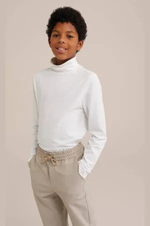 WE Fashion Longsleeve wit Jongens Stretchkatoen Col Effen