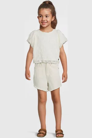 Like Flo Blousetop wit Meisjes Polyamide Boothals Effen