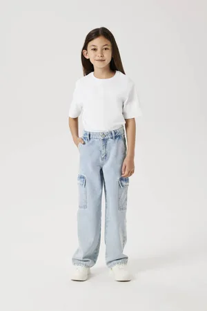 NAME IT KIDS wide leg regular waist jeans Blauw Meisjes Denim