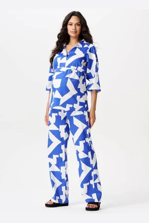 Noppies Maternity straight regular waist zwangerschaps broek blauw Dames Katoen