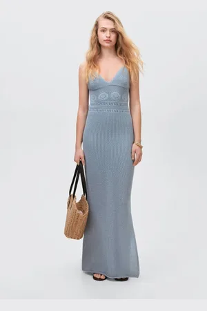 MANGO Maxi jurk ajour Meisjes Katoen V