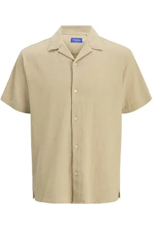 JACK & JONES JUNIOR overhemd beige Wit Jongens Katoen Klassieke kraag Effen